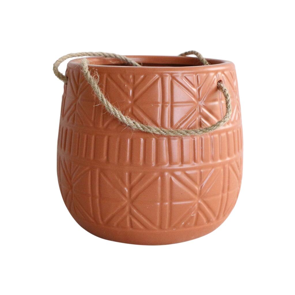 Ceramic 6" Abstract Hanging Planter, Olive 6.0"H - 7.0" x 7.0" x 6.0"