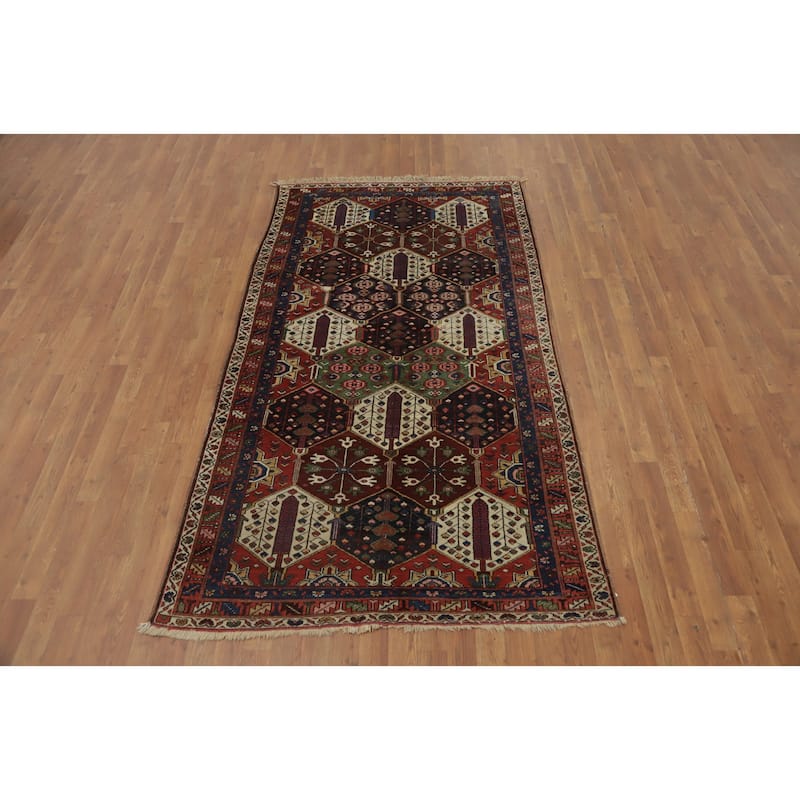 Hand Knotted Oriental 100% Wool Carpet Traditional Geometric Multi-Colored Bakhtiari Area Rug - 7' 10'' X 4' 4''