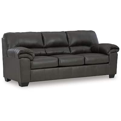 Limu Sofa, 90 Inch, Soft Pillow Top Armrests, Rich Gray Faux Leather