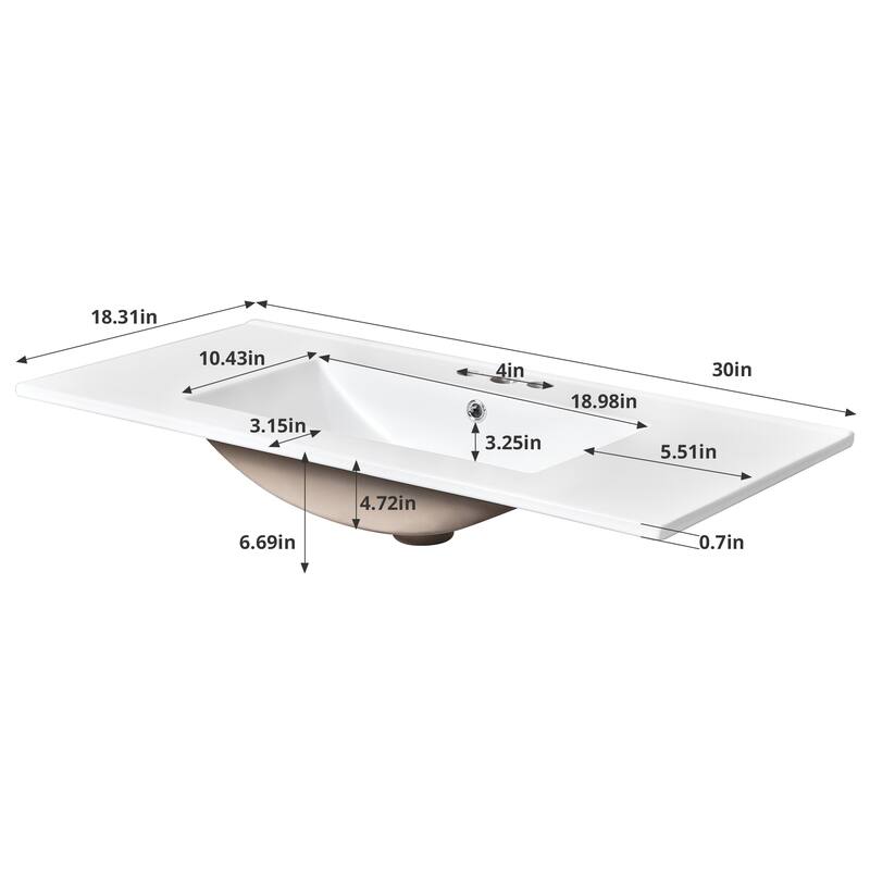 Roomfitters 30 Inch Bathroom Vanity with Sink, Freestanding Storage Cabinet with 2 Drawers and Soft Closing Door