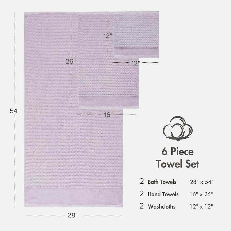 Madison Park Spa Waffle Cotton Waffle Jacquard Antimicrobial Bath Towel 6 Piece Set