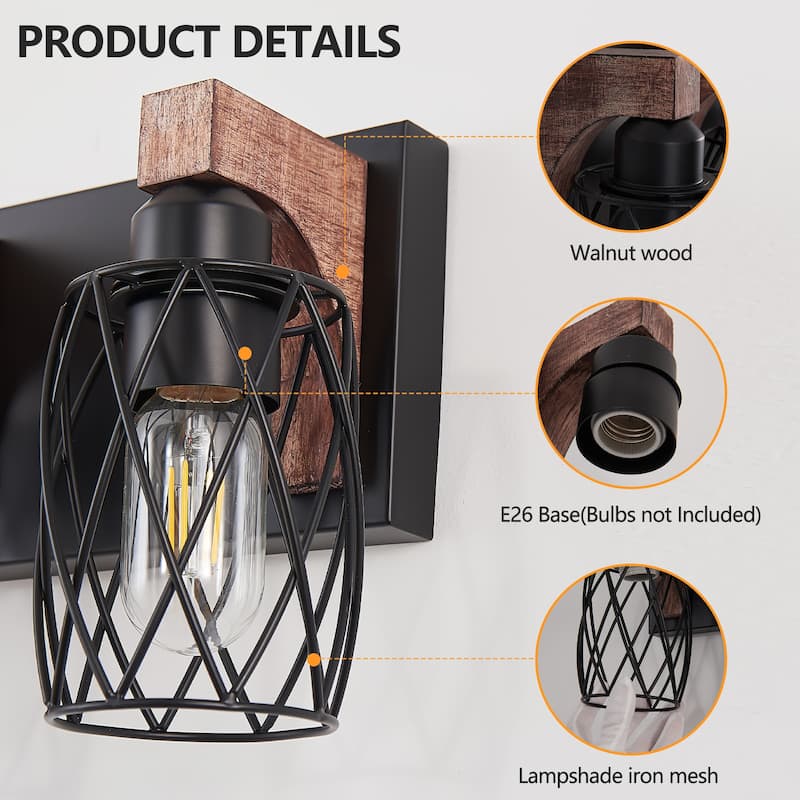 31" Industrial Vintage 5-Light Wall Sconce, Cage Wall Lighting Fixture