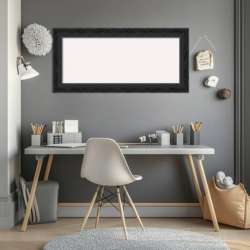 Filigree Gloss Black Framed Cork Board - Bulletin Board, Organization Board, Pin Board