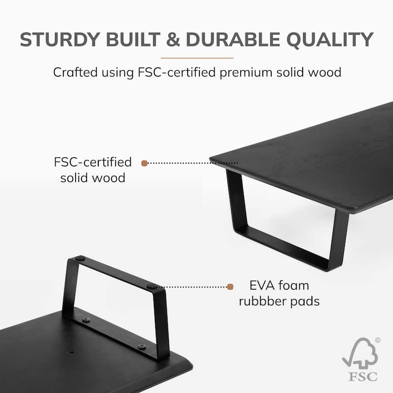 Jani Wood Monitor Stand Riser Desk - Ergonomic Design Stand, Desktop Organizer Table for Home, Office Workspace, Gaming Desk
