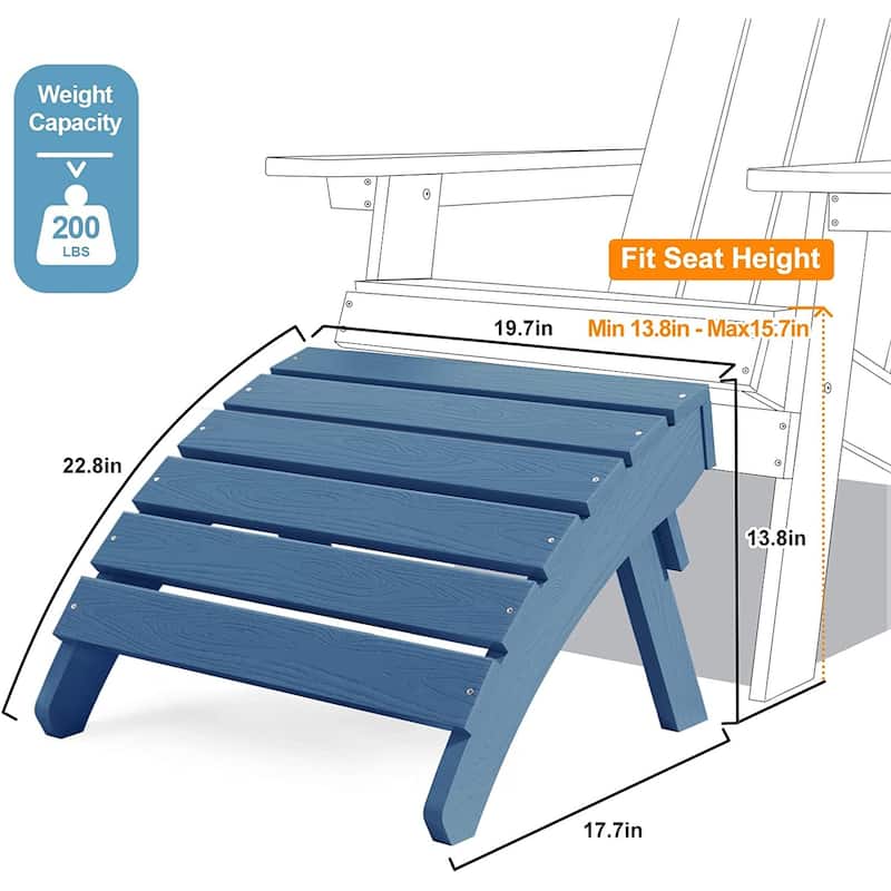 Winsoon 5-Piece All Weather HIPS Outdoor Adirondack Chair Set with Cup Holder, 2 Ottomans and 1 Side Table