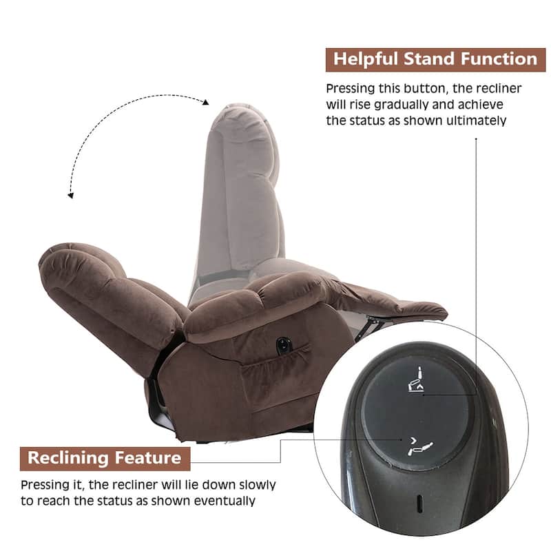 Power Lift Recliner Chair for Elderly, Heavy Duty & Safety Motion Reclining Mechanism-Fabric Sofa Living Room Chair
