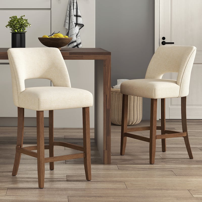 Set of 2/4/6,Upholstered Counter Height Bar Stools,Modern Counter Stools with Wood Legs for Kitchen Island Dining Room Bar
