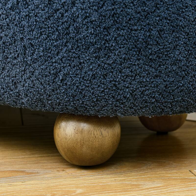 Storage Ottoman Bench for Bedroom, 43" Upholstered Oval Footstool with Hidden Storage, End of Bed Long Velvet Bench