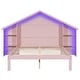 preview thumbnail 16 of 39, Wood Platform Bed with House-shaped Storage Headboard and Built-in LED