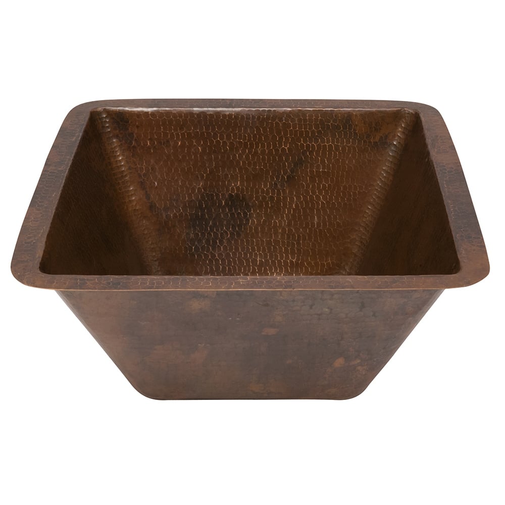 15-in Square Hammered Copper Bar/Prep Sink w/ 3.5-in Drain Opening (BS15DB3)