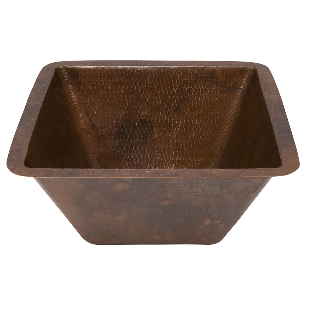 15-in Square Hammered Copper Bar/Prep Sink w/ 3.5-in Drain Opening (BS15DB3)