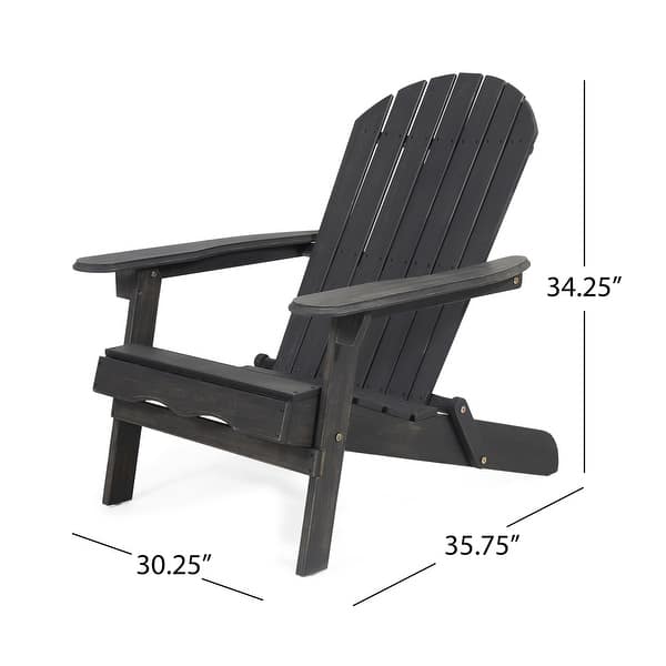 dimension image slide 1 of 5, Hanlee Acacia Wood Folding Adirondack Chair by Christopher Knight Home - 29.50" W x 35.75" D x 34.25" H