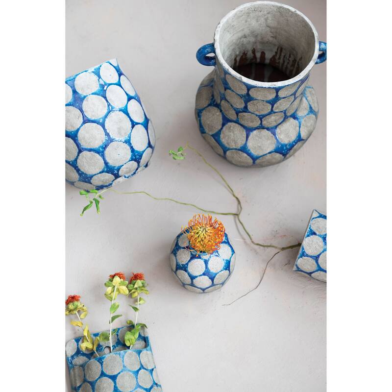 Terra-cotta Vase with Wax Relief Dots and Handles