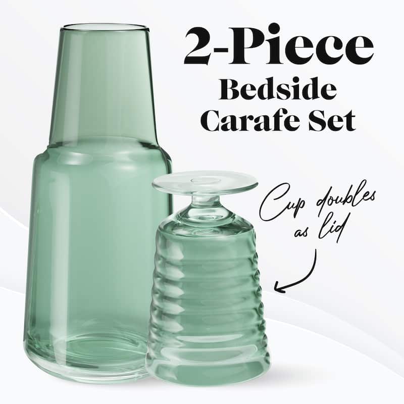 American Atelier Bedside Water Carafe with Footed Glass/Lid