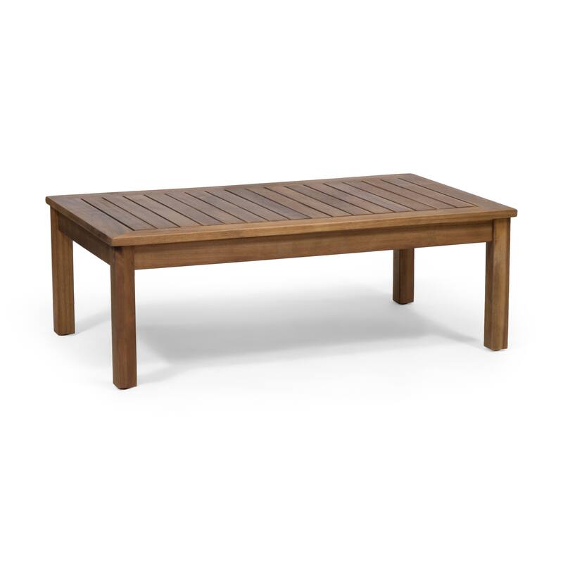 2 Pieces Patio Furniture Set, All-Weather Loveseat with Wood Table