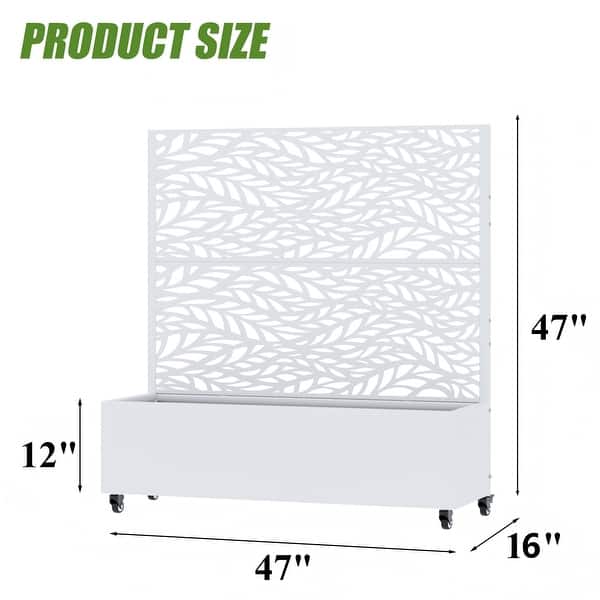 dimension image slide 13 of 18, 72 in Metal Movable Planter Box with Trellis Privacy Screen Lockable Wheels