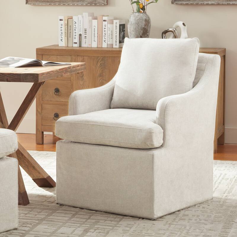 Upholstered Dining Chairs, Modern Kitchen Chairs Dinner Chairs with 4 Casters - Single - Beige