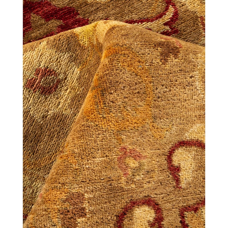 Overton Hand Knotted Wool Vintage Inspired Modern Contemporary Eclectic Yellow Area Rug - 7' 10" x 10' 1"