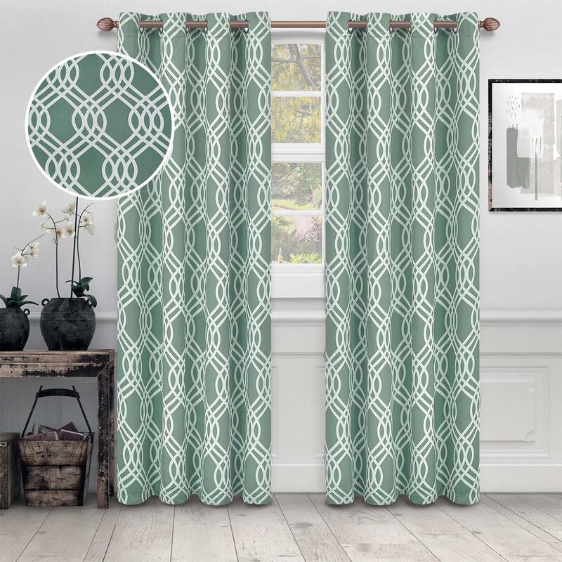 Superior Ribbon Washable Room Darkening Curtains, Set of 2 Panels - 52" x 63" - Teal