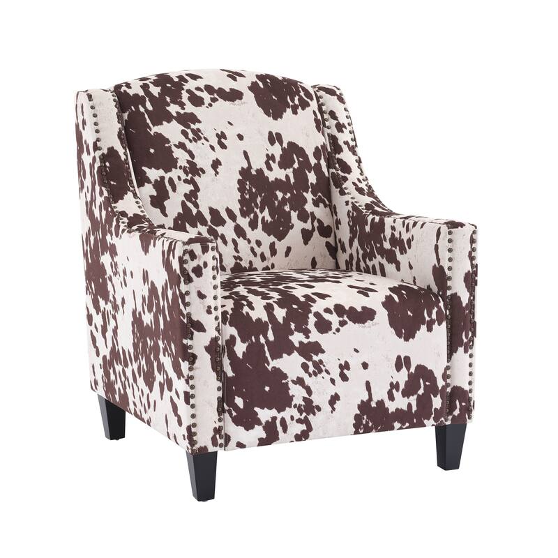 Comfy Accent Chair with Tufted Backrest, Bedroom Single Seat Arm Chair with Wooden Legs, Modern Side Chairs for Living Room