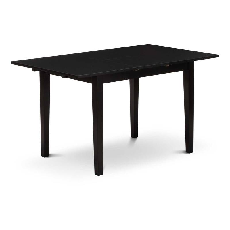 5-Piece Black Finish Solid Wood Top Rectangular Upholstered Dining Room Set (Seats-4)