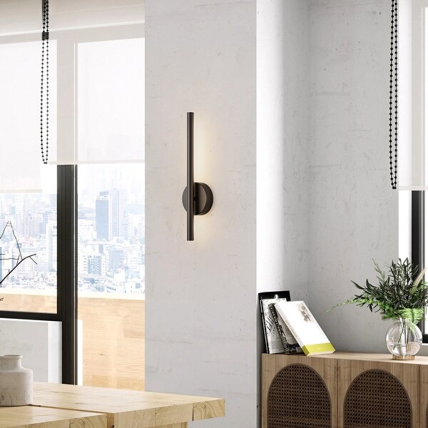 Modern Industrial Minimalist Metal LED Integrated Linear Strip Wall Light Sconce On Sale Bed Bath Beyond 36761696