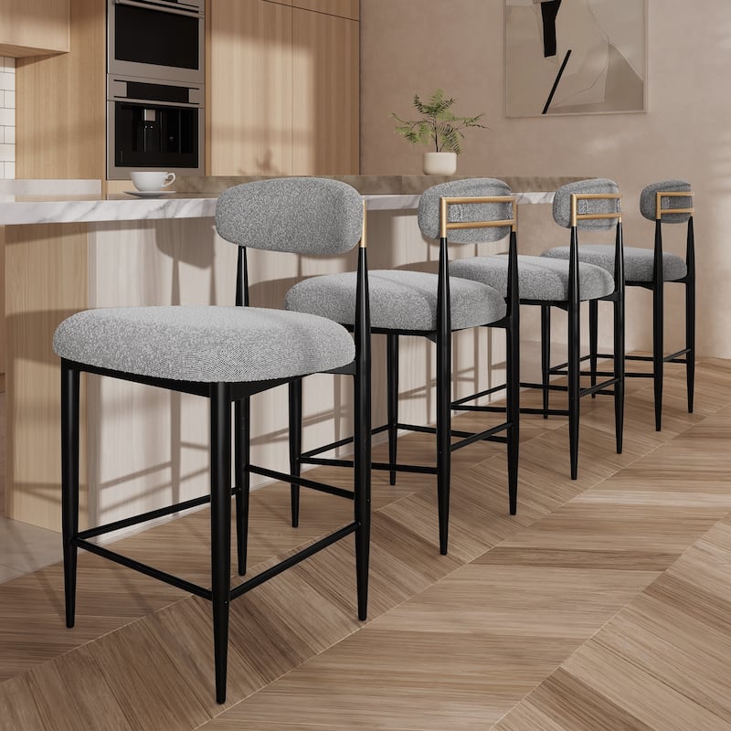 Morden Fort Modern Armless Boucle Bar Chairs(Set of 4)