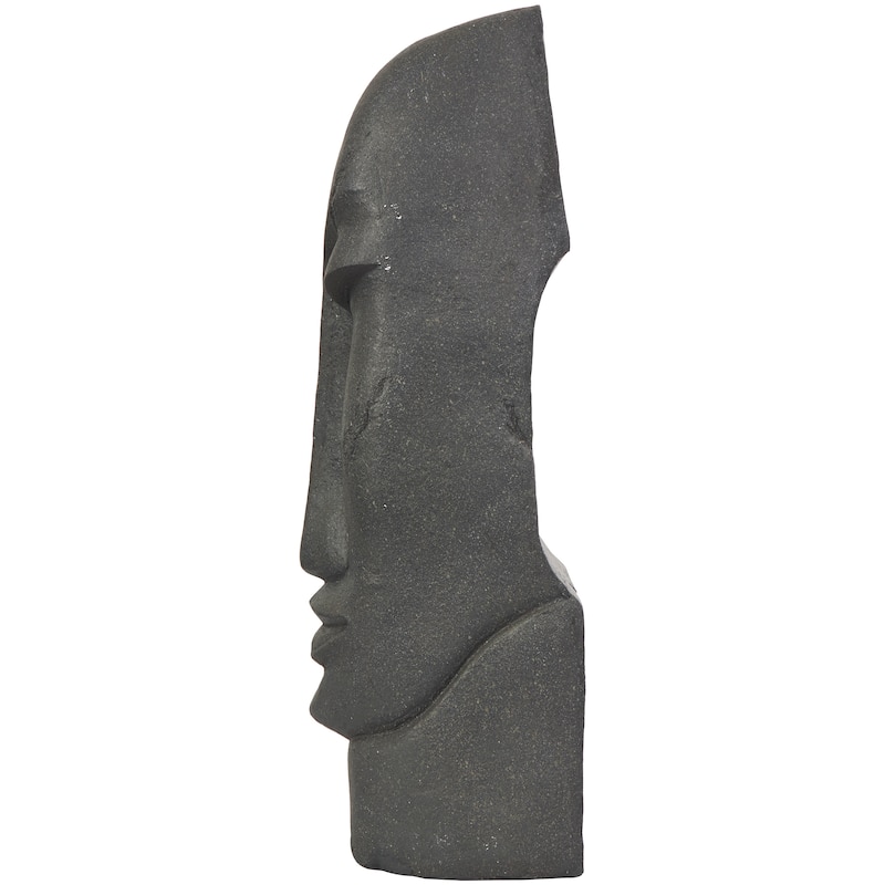 Black Resin Tall Distressed Totem Face Decorative Sculpture