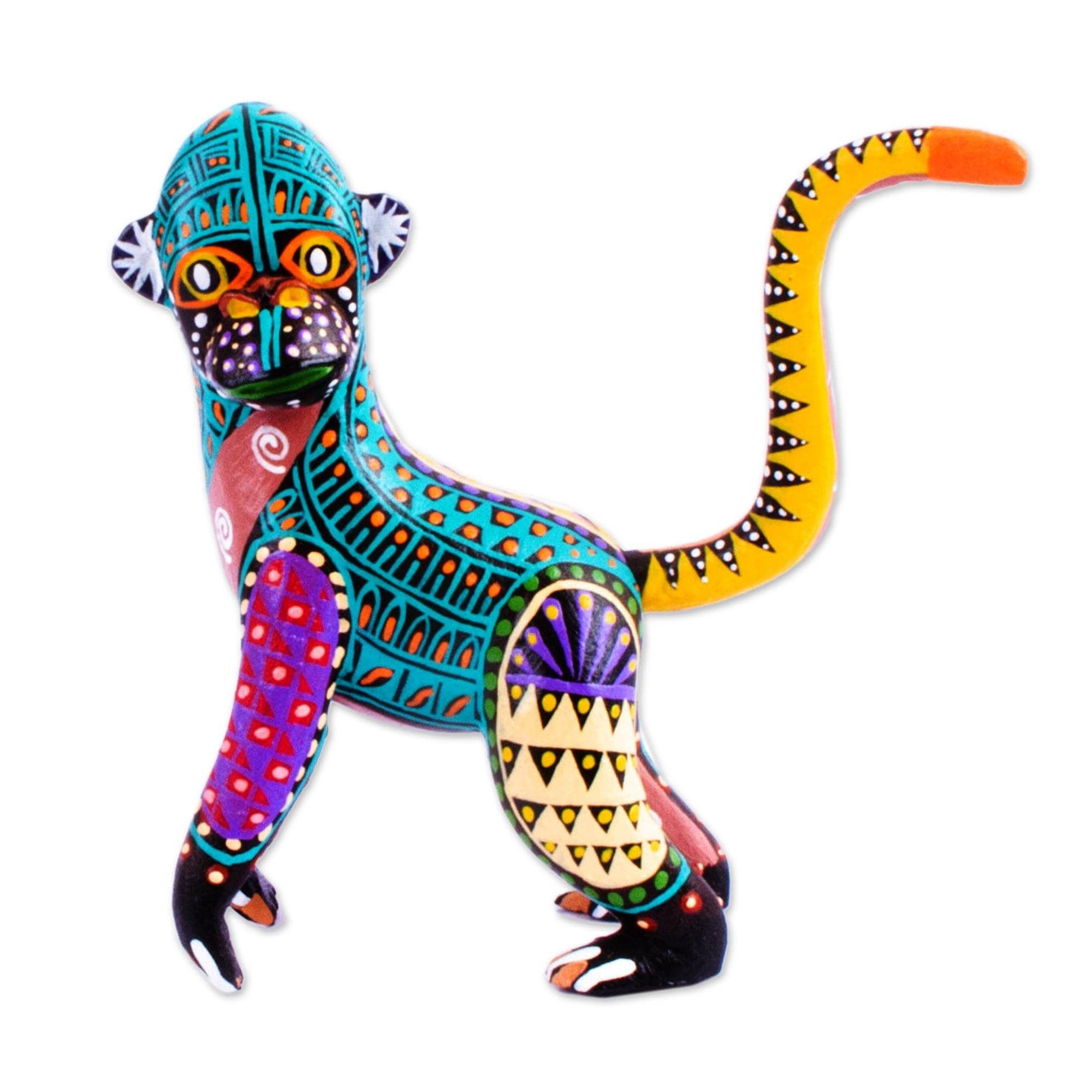 Novica Handmade Rainbow Monkey Copal wood alebrije - 3.5