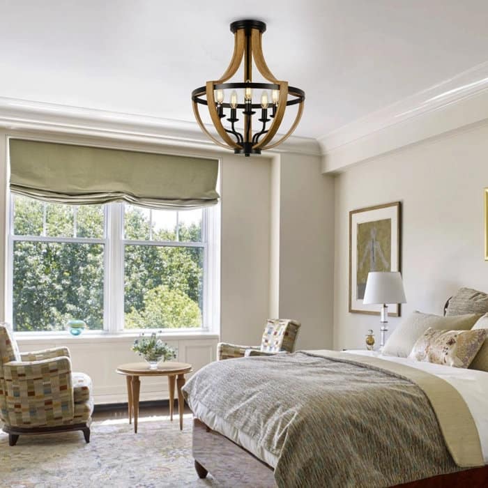 5 - Light Faux Wood Chandelier - brown
