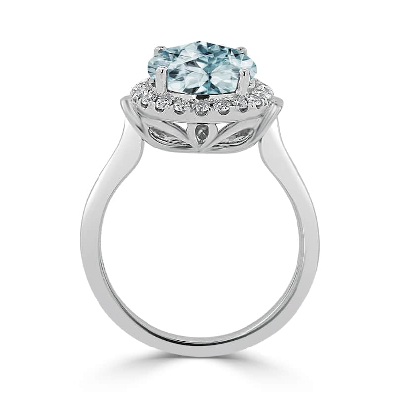 Auriya 2 1/5ct Round Aquamarine and Halo Diamond Engagement Ring 1/4ctw 14k Gold