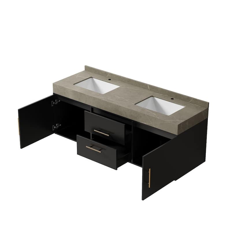 59.06'' Single Bathroom Vanity with Cultured Marble Top