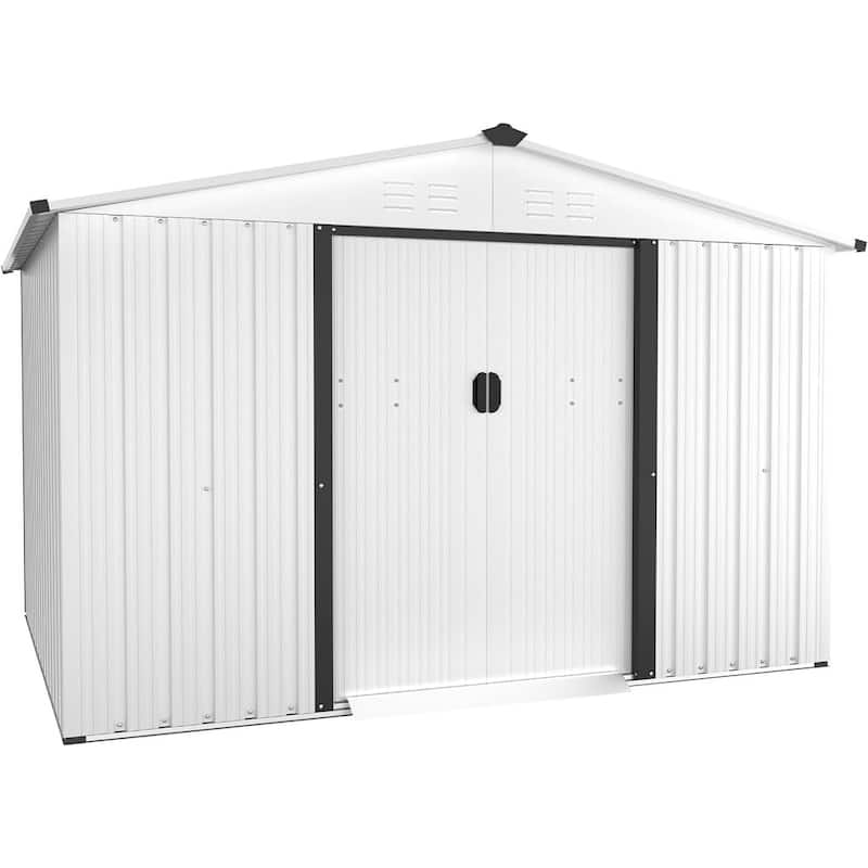 6x8 FT Outdoor Metal Storage Shed Garden Tool Shed with Sliding Door