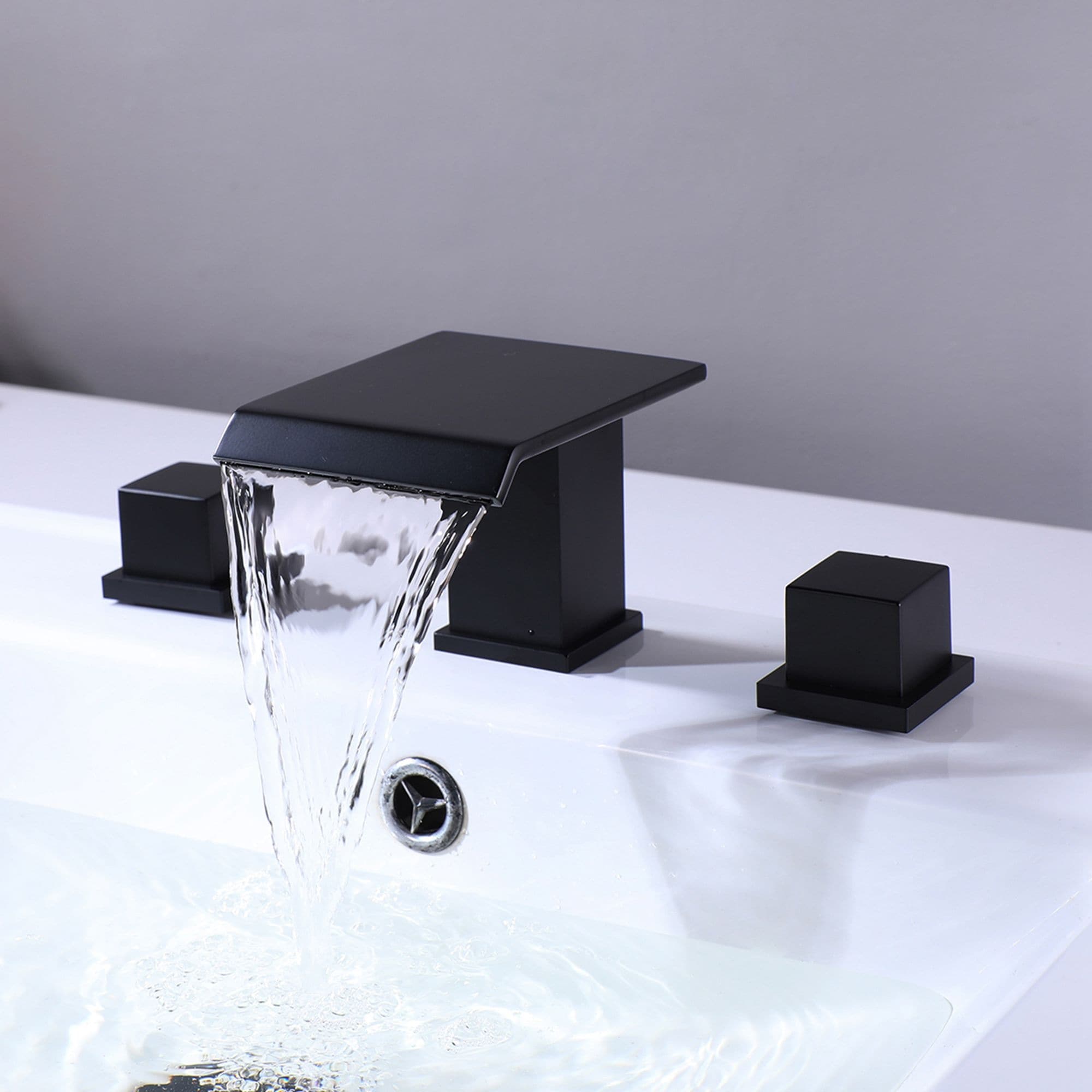 Matte Black Two Handles Bathroom Sink Vessel Faucet