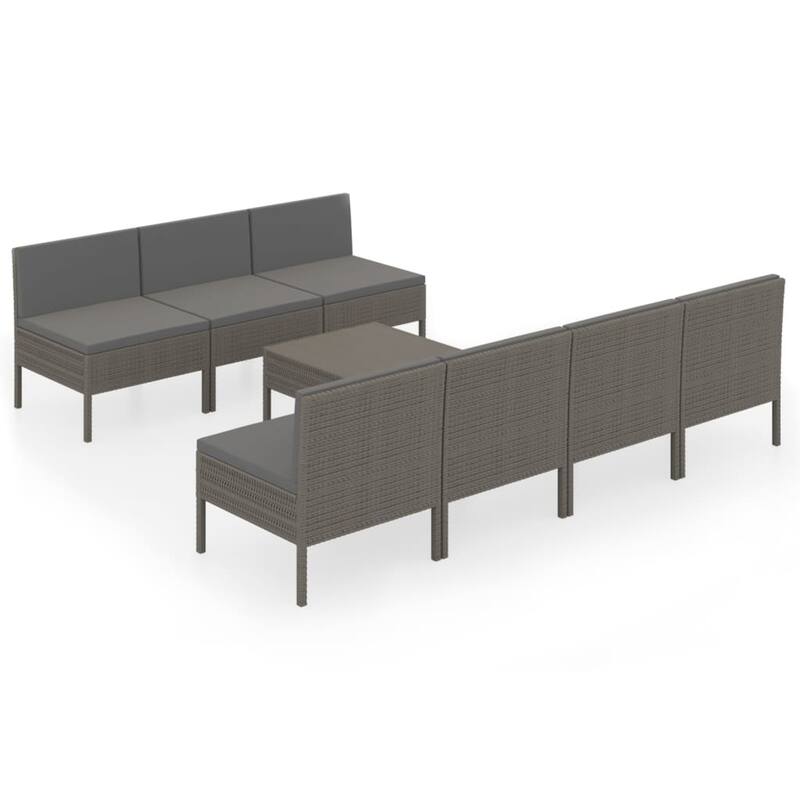 vidaXL Garden Lounge Set Patio Sectional Sofa Couch Outdoor Poly Rattan Brown - 23.6" x 23.6" x 13.8"