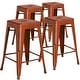 preview thumbnail 18 of 18, Backless Distressed Indoor/Outdoor Counter Height Stool (Set of 4) Orange