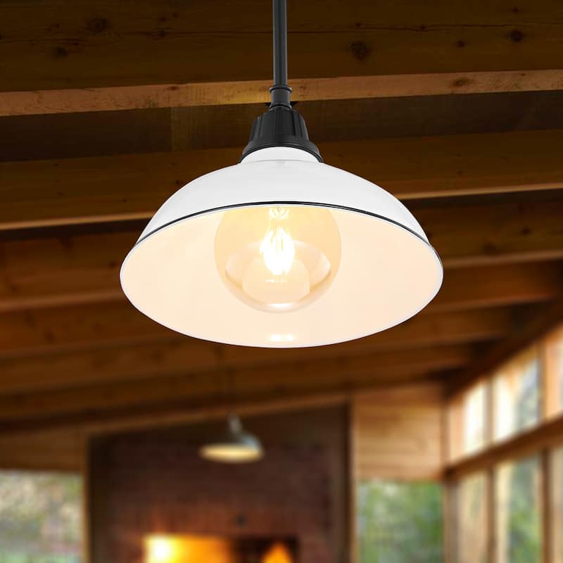 12.25" 1-Light Indoor/Outdoor Iron LED Pendant, by JONATHAN Y - 12.25