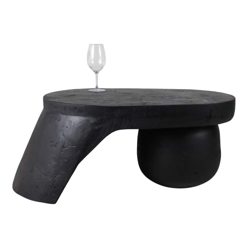 Wood Coffee Table Ball Foot Sculptural Design - 40" Black - 40.5" x 24" x 16.5"