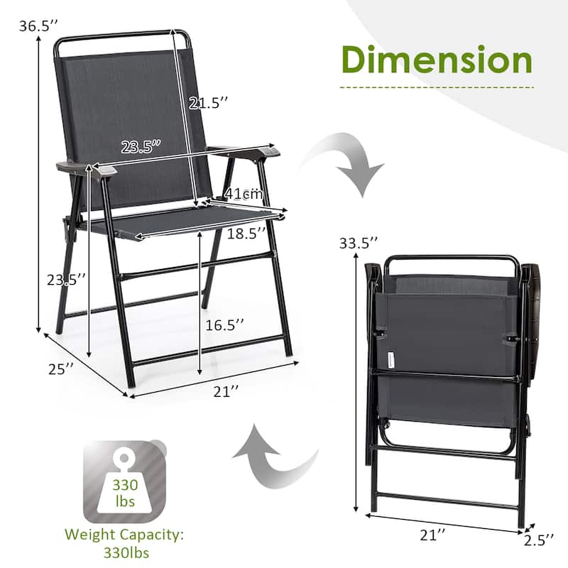 Costway 4PCS Outdoor Patio Folding Chair Armrest Portable Camping Lawn