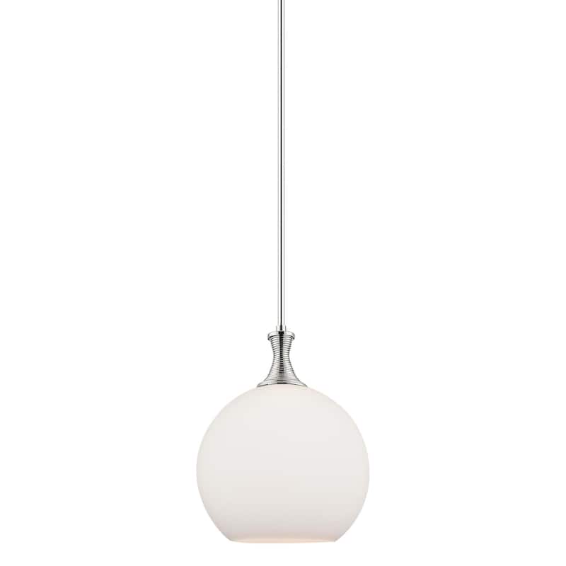 Innovations Lighting 415-1S-15-12 Astor Pendant Astor 12" Wide Pendant - Polished Nickel / Matte White