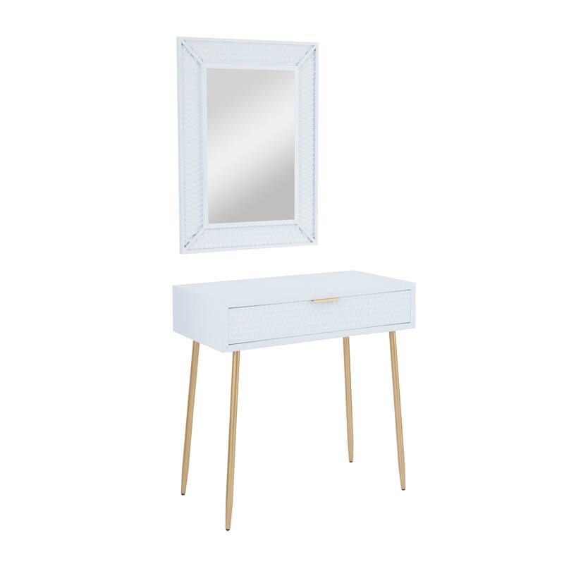 Wood Contemporary Console Table with Mirror (Set of 2) - S/2 31", 31"H