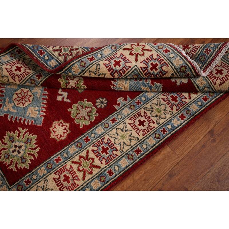 Red Kazak Foyer Rug Hand-Knotted Wool Carpet - 3'3" x 4'6"