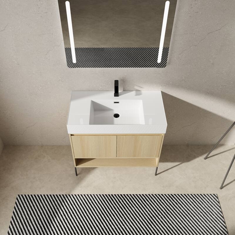 47-Inch Resin Bathroom Vanity with Multi-Layer Solid Wood Frame, Stylish Tripod Design
