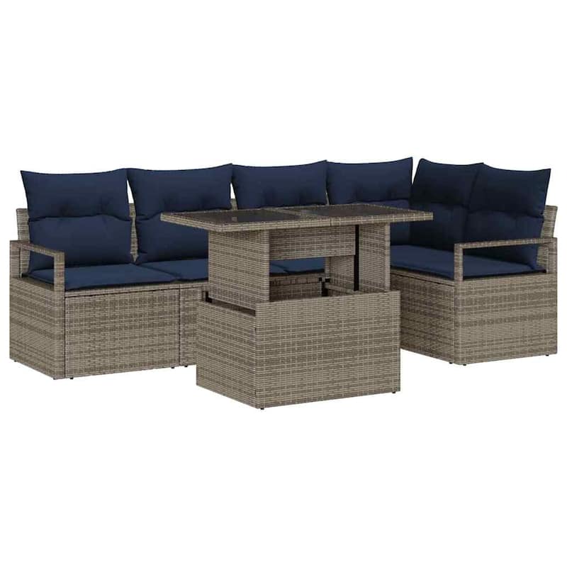 vidaXL 6 Piece Garden Sofa Set with Cushions - 91.3×48×27.2