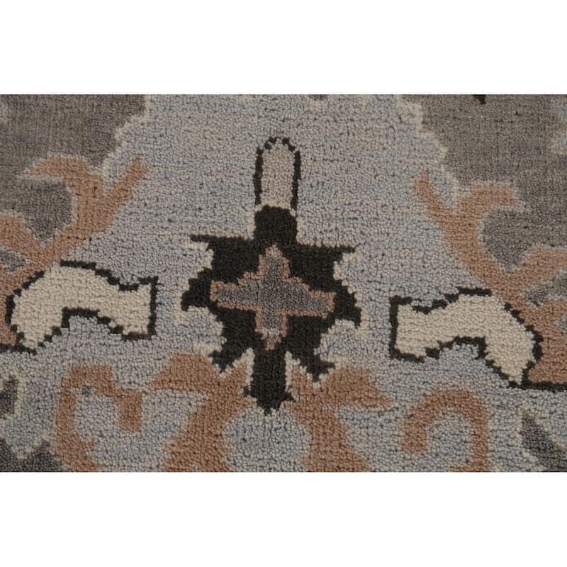 Gray Oushak Indian Area Rug Handmade Wool Carpet - 9'0" x 11'9"