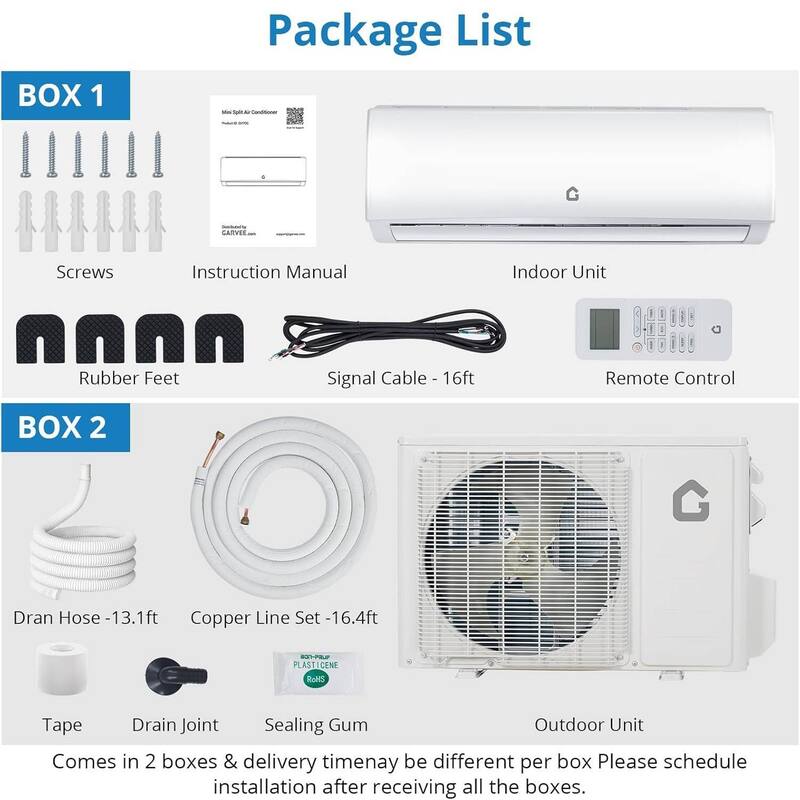 12000 Btus Mini Split Air Conditioner with Heat Pump System, Easy Installation - N/A