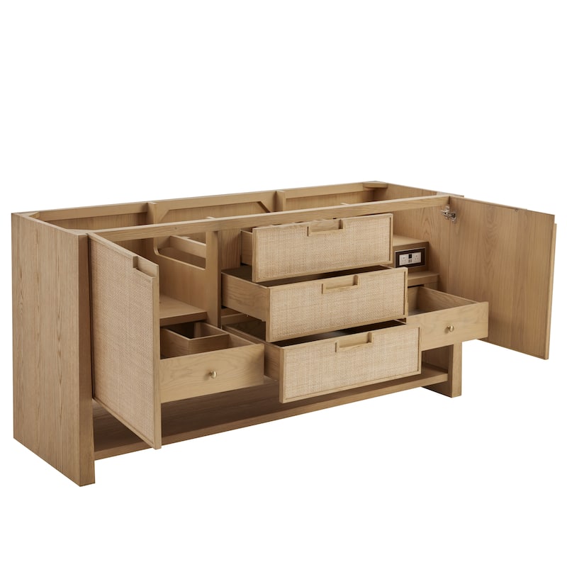 Solene 72" Double Vanity, Seaside Oak, w/FreePower Wireless Charger
