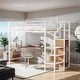 preview thumbnail 1 of 38, Twin Size Metal Loft Bed with Desk, Metal Grid and Wardrobe, White White