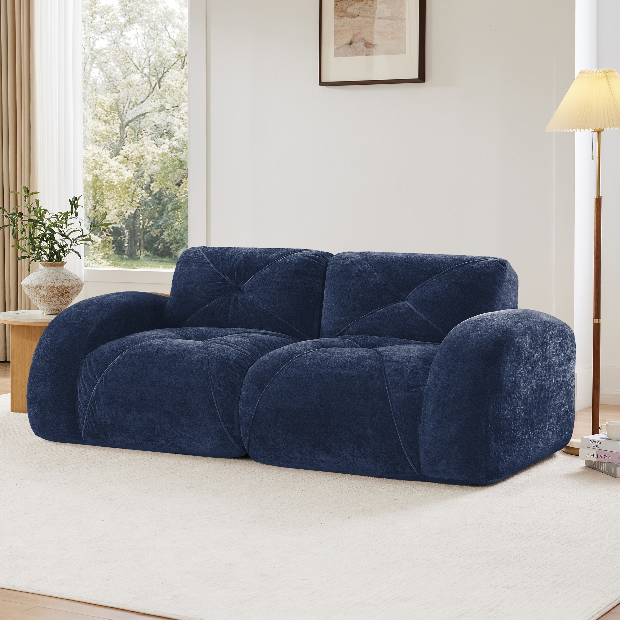 Blue Modular Sectional Sofa Loveseat for Living Room, Stylish Accent Couch 2-Seater Sofa Couch Settee