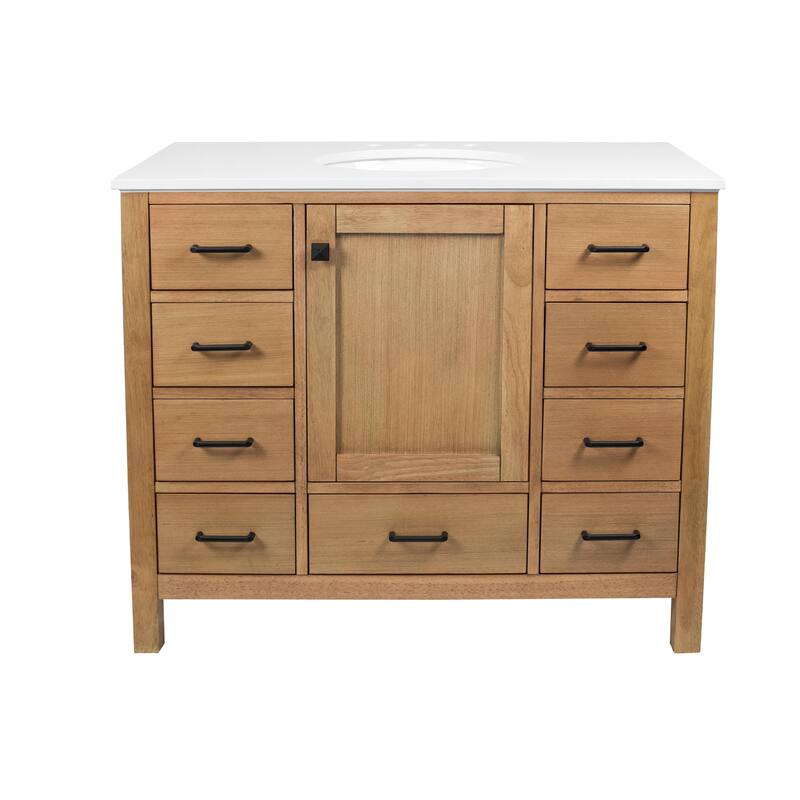 KitchenBathCollection Horizon 42" Bathroom Vanity with Engineered White Top